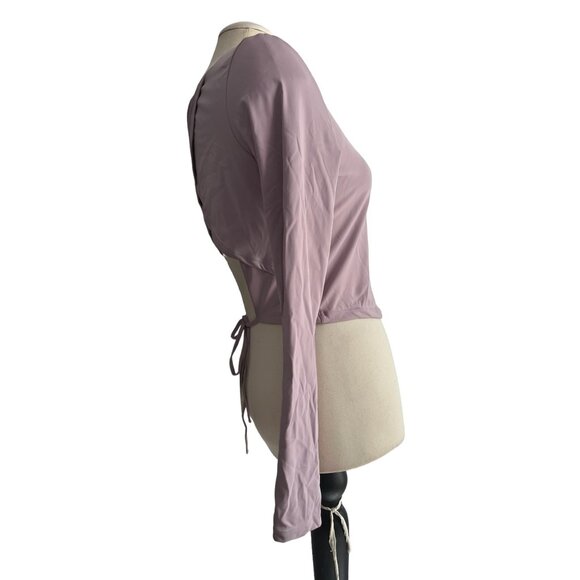 Halara Backless Cut Out Tie Back Long Sleeve Workout Shirt Round Neck Sz Large W - Picture 10 of 12